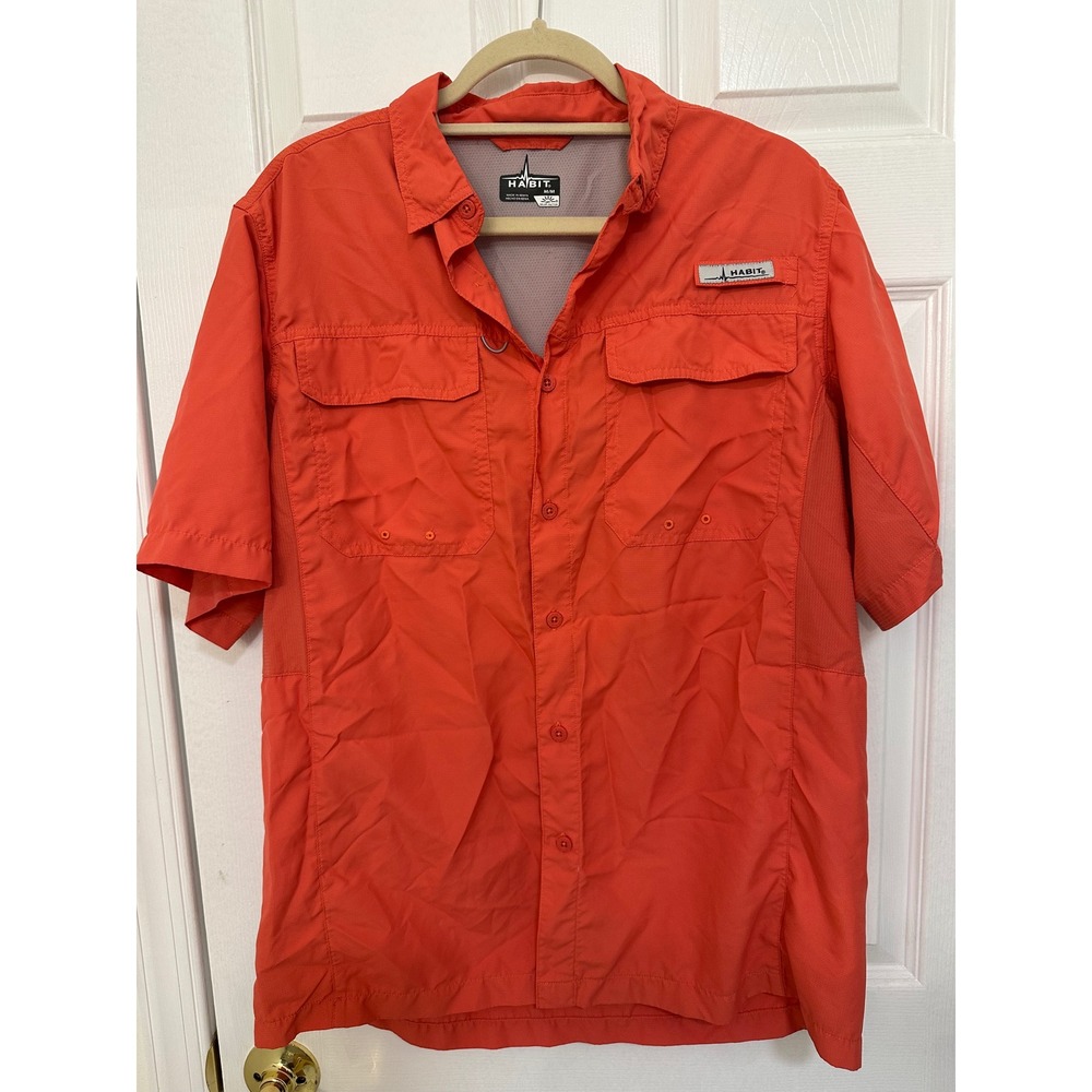 Habit Mens Spiced Coral Short Sleeve Fishing Shirt UPF Solar Factor Medium